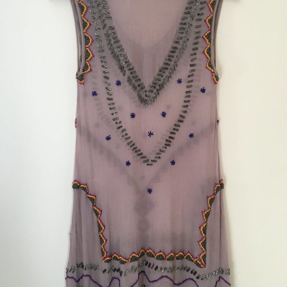 YaYa Aflalo Sheer Silk Beaded Mini Dress - Picture 2 of 7
